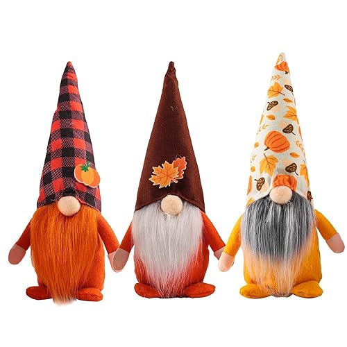 TomteNisse 3 Pcs Fall Decoration Harvest Thanksgiving Decorations Gnomes Plush
