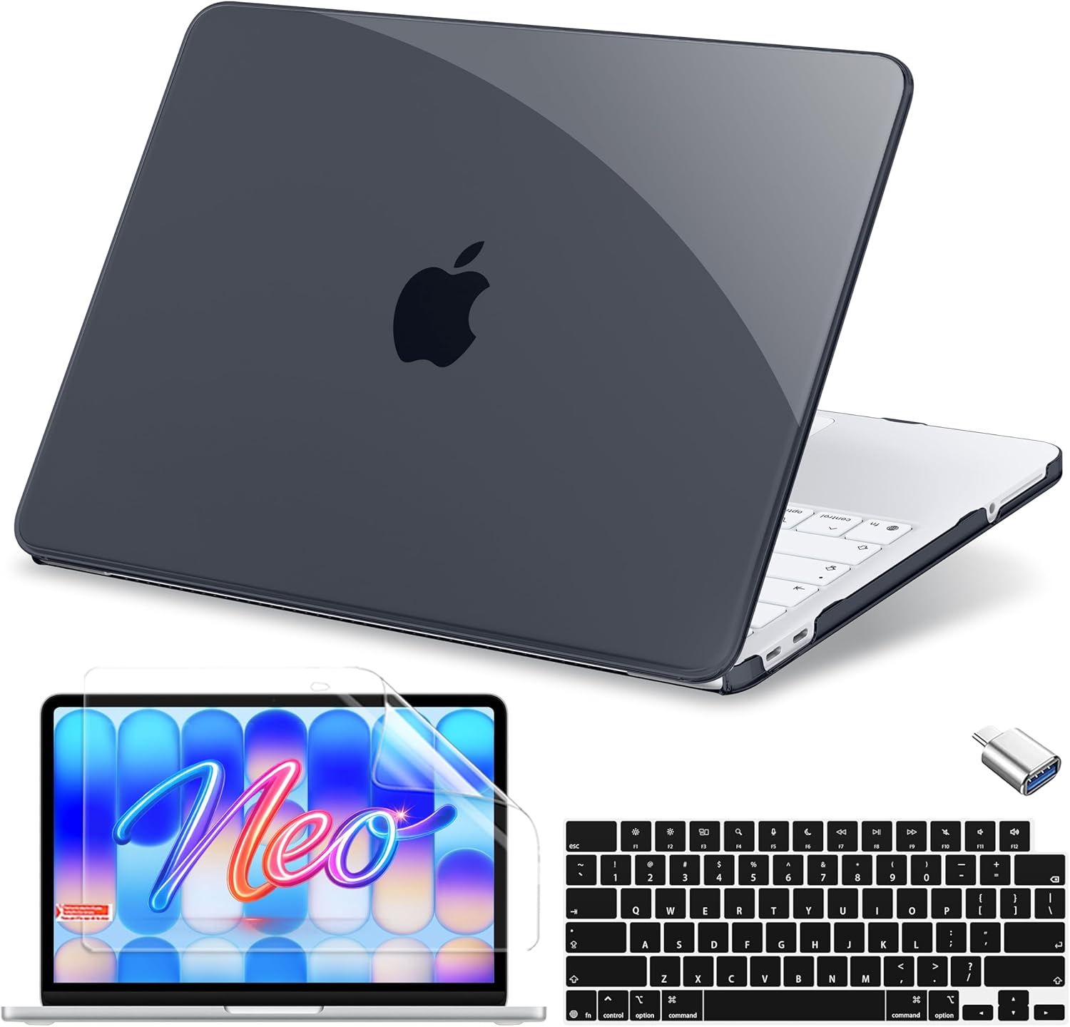 MecBevia for MacBook Neo Case 13 inch 2026 Release Model A3404 with A18 Pro Chip, Hard Shell Case with Keyboard Cover, Screen Protector, Type C, Crystal Clear