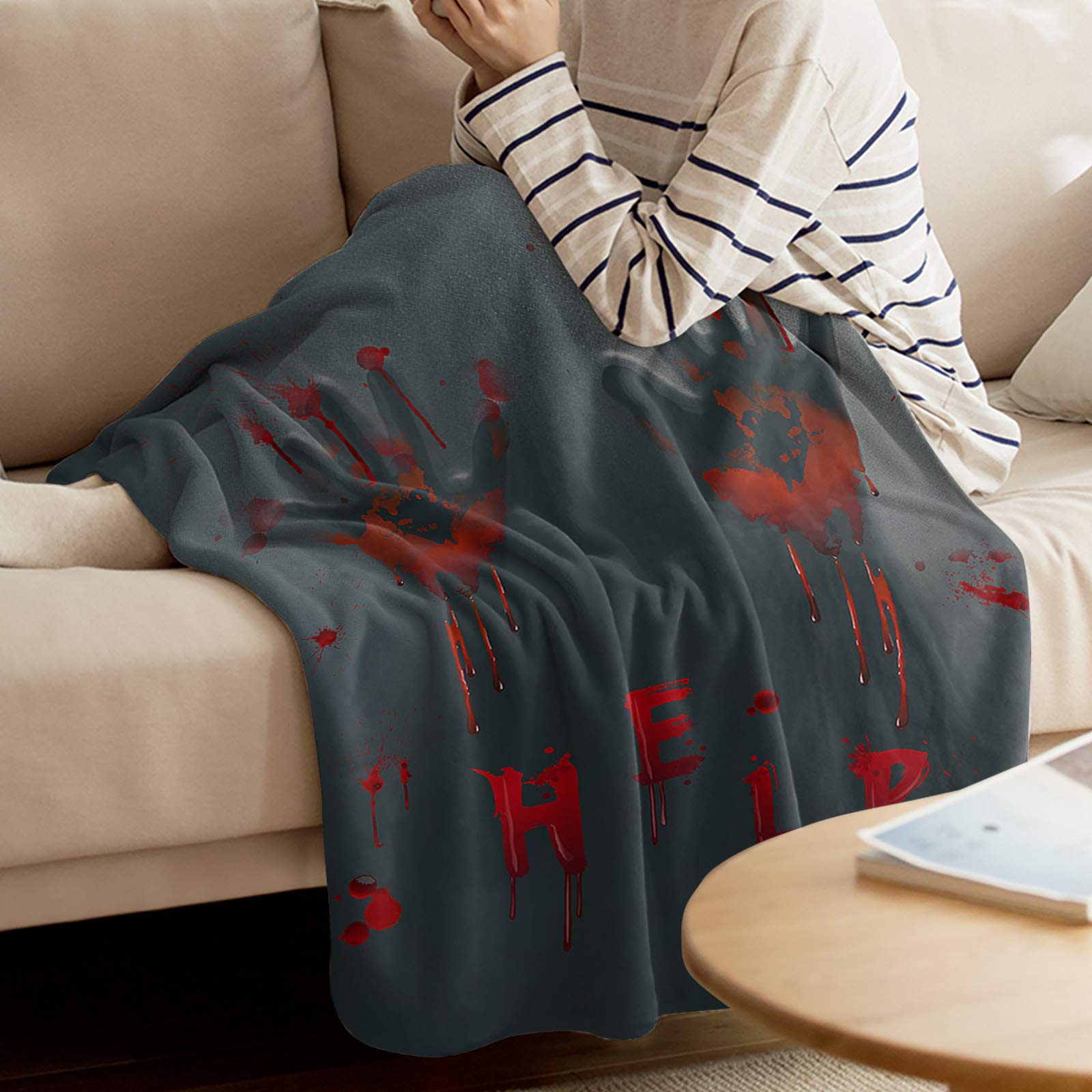 Gruselige Halloween-Decke Mit Blut- & Hand-Motiv – Weich & Gemütlich