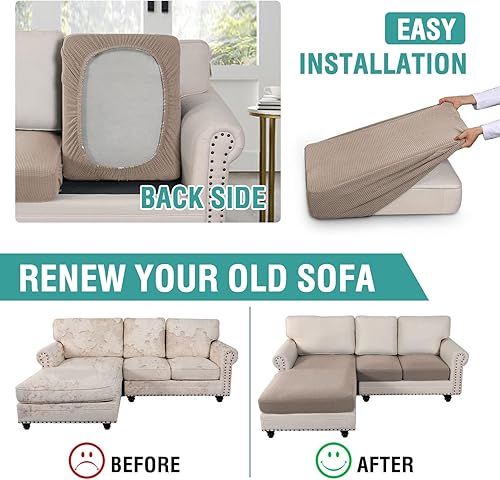 Vista 118 de OKYUK Fundas de sofá seccional en forma de L, 3 piezas, fundas de cojín para sofá seccional de terciopelo en forma de L, fundas elásticas para sofá