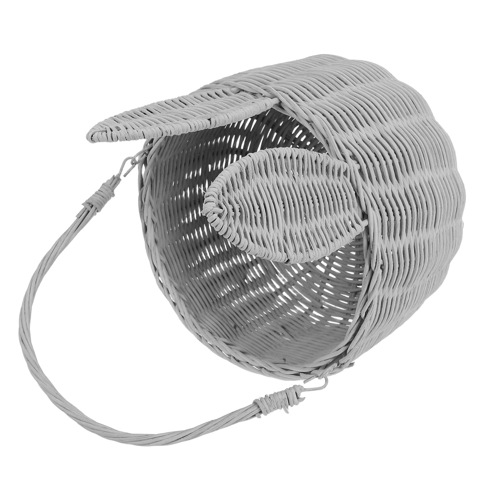 Handgeflochtener Rattan Osterkorb mit Hasenohren Kleiner Aufbewahrungskorb mit Henkel für Ostereier Obst und Süßigkeiten Dekorativer Blumenkorb für Frühlingsfest und Gartenpartys