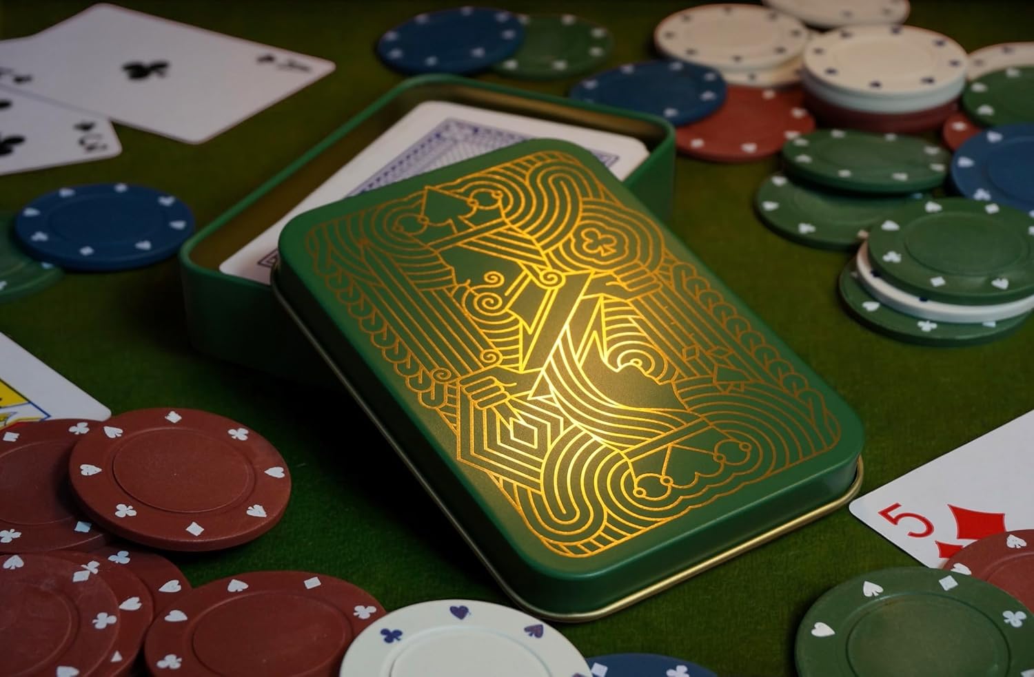 TINIT Playing Card Tin - Poker Games Night Storage Travel Casino (Red)