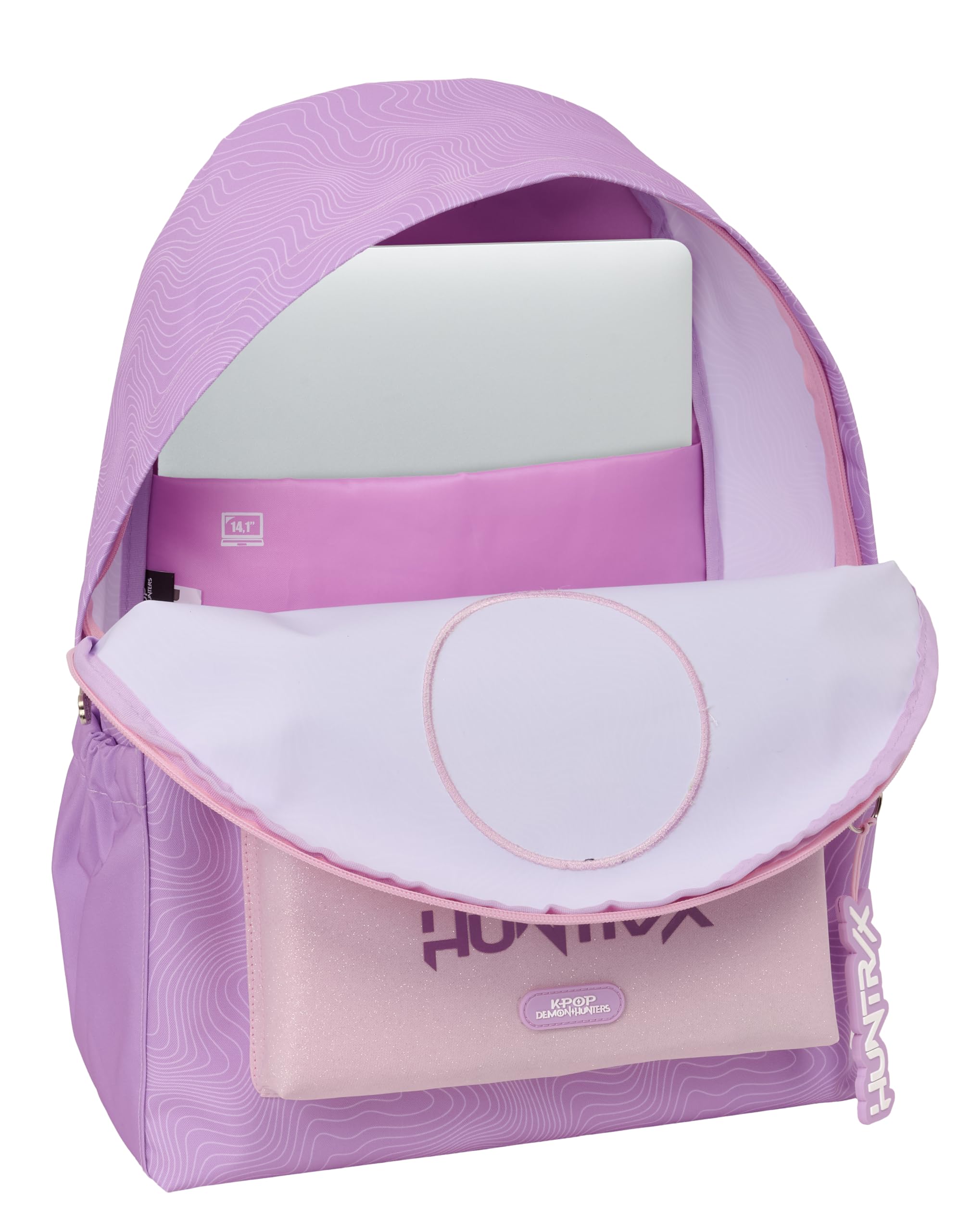 K-POP Demon Hunters - ICONIC - Mochila para Portátil 14.1", Ideal para Jóvenes de Diferentes Edades, Cómoda y Versátil, Resistencia, 31x13x43 cm