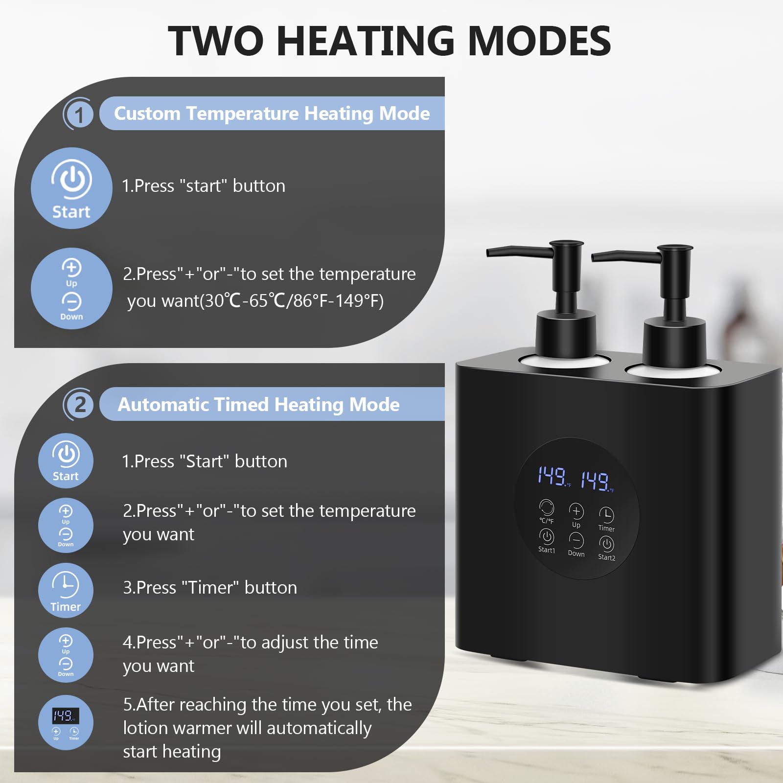 Chauffe-Huile de Massage Double iklestar avec Quatre Flacons d'Huile, Distributeur de Crème Chauffant Automatique