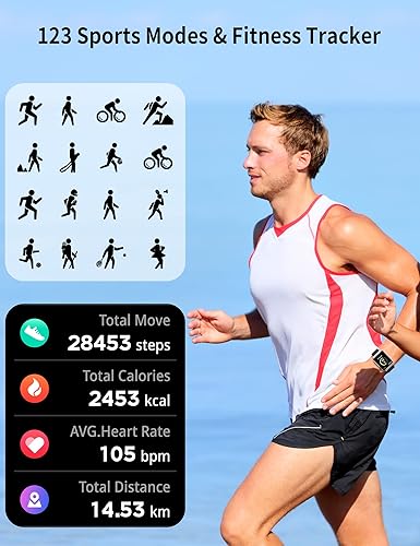 Miniatura 3 de Reloj inteligente, reloj inteligente de fitness de 1.83 pulgadas para teléfonos Android e iOS con monitor de frecuencia cardíaca de llamada y