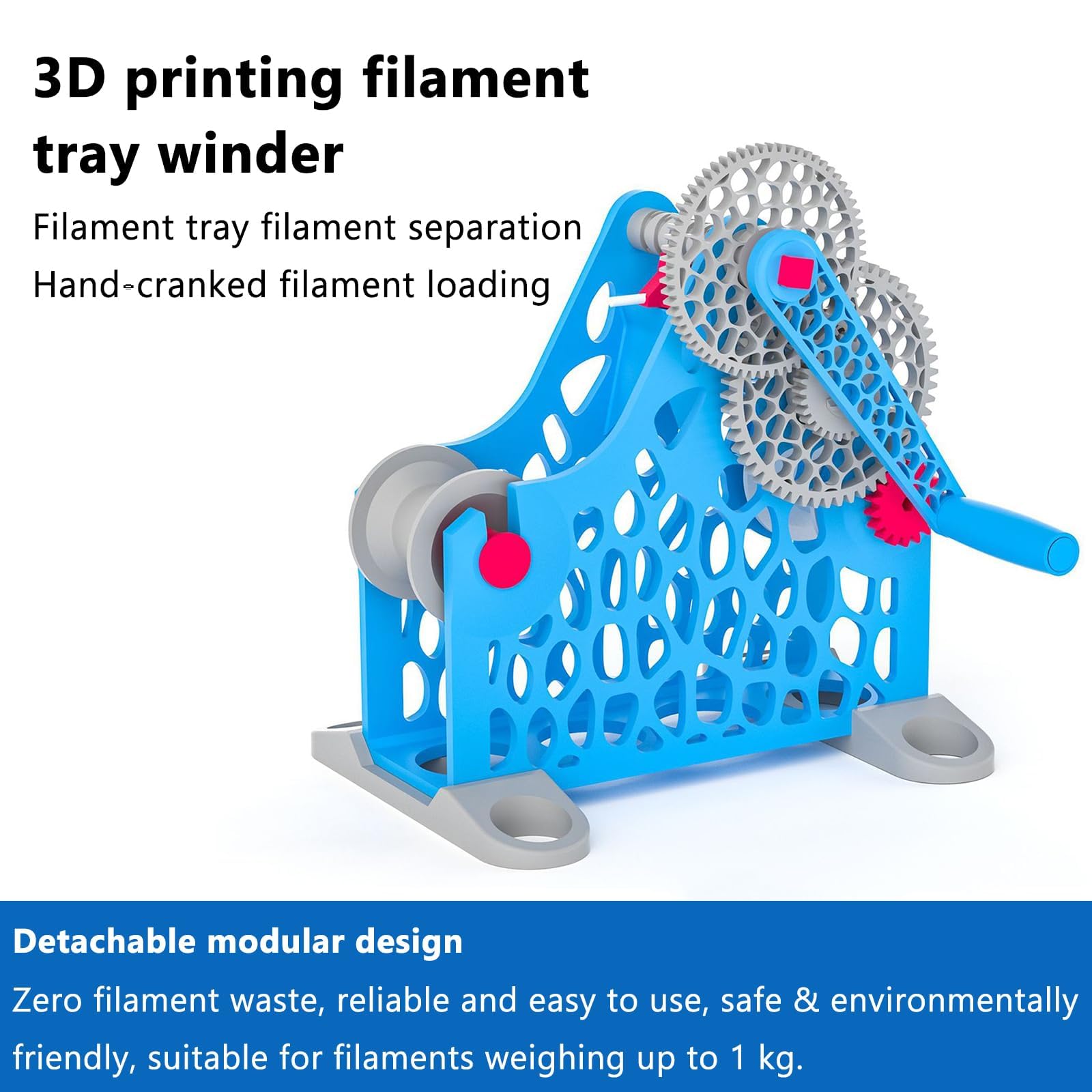 Carrete De Suministros De Impresión 3D Para Cables Que Pesan 1 Kg, Enrollador De Consumibles De Manivela, Diseño Modular Extraíble, Sin Enredos, Para Entusiastas De La Impresión 3D, Artistas Textiles