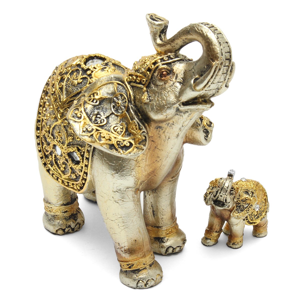 ChaRLes 7Pcs Résine Mini Éléphants Exotiques Ornements Éléphant Maison Bureau Décoration Quincaillerie Décorative