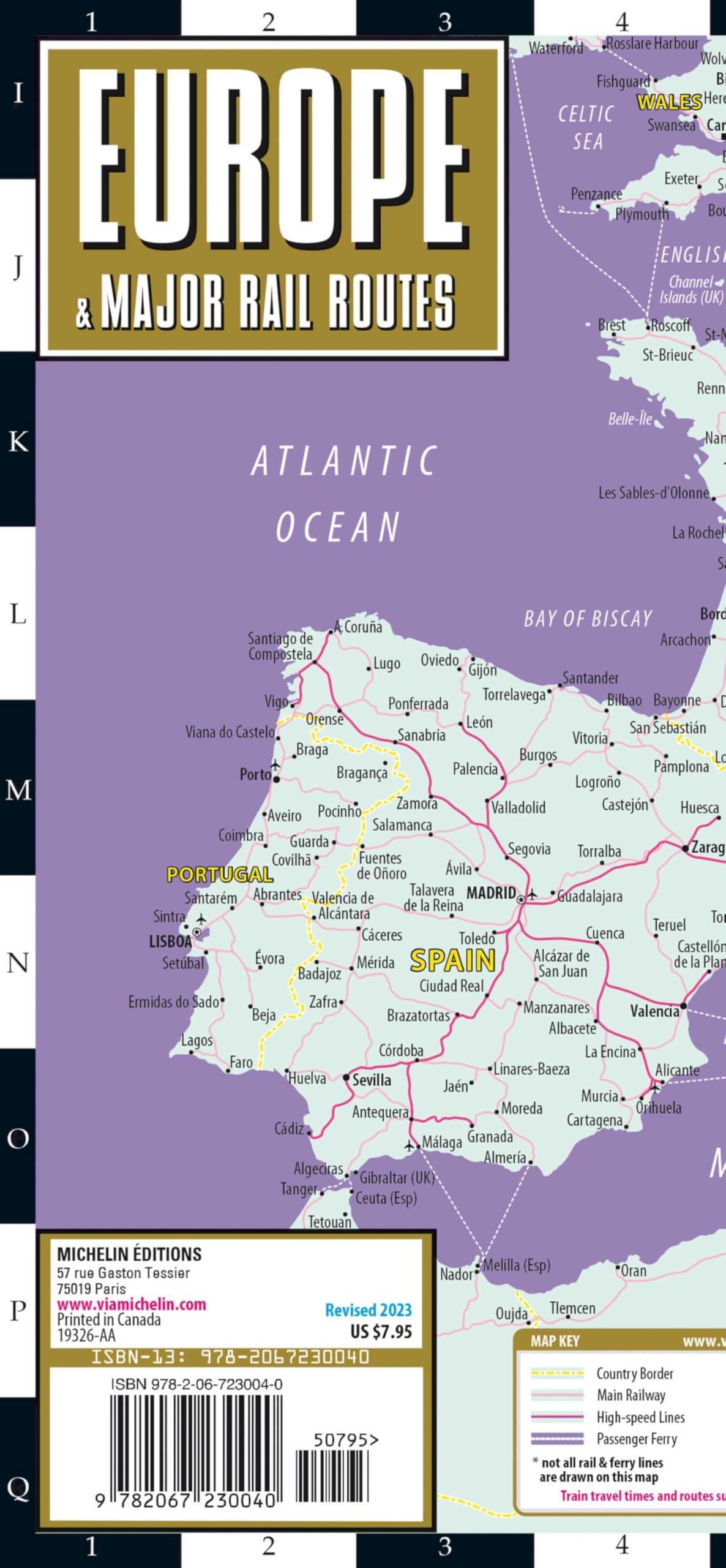 Streetwise Europe & Major Rail Routes Laminated Map