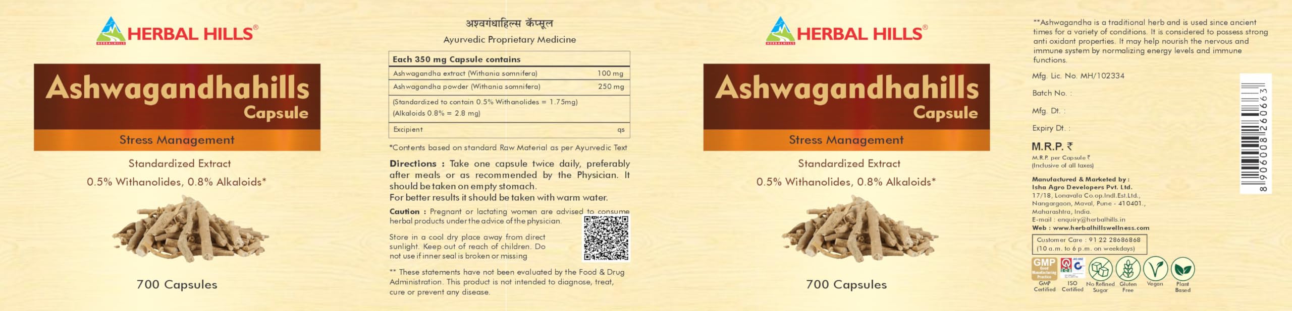 Herbal Hills Ashwagandhahills Capsule (700 Count Pack of 1) - Image 2 thumbnail
