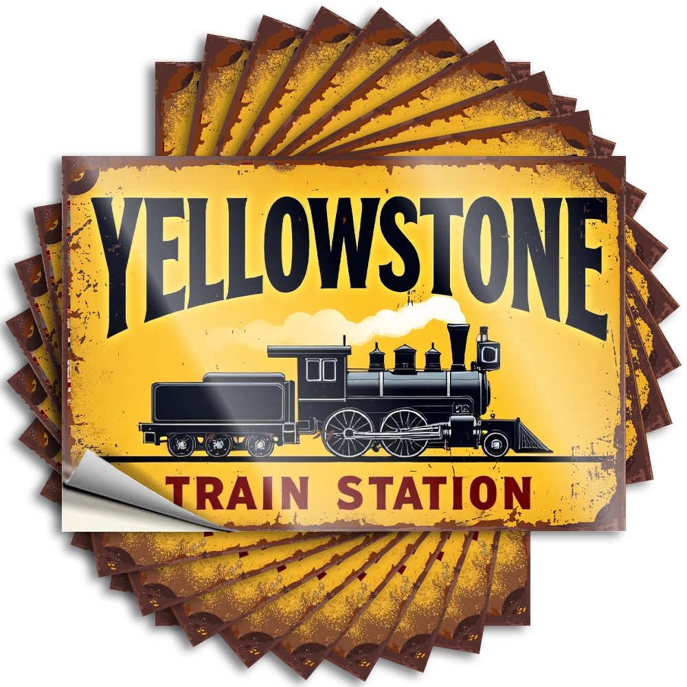 Coffee Saying Durable Bottle | Yellowstone Train Station Aesthetic Self Adhesive Sticker for Spring DIY(8X12CM)