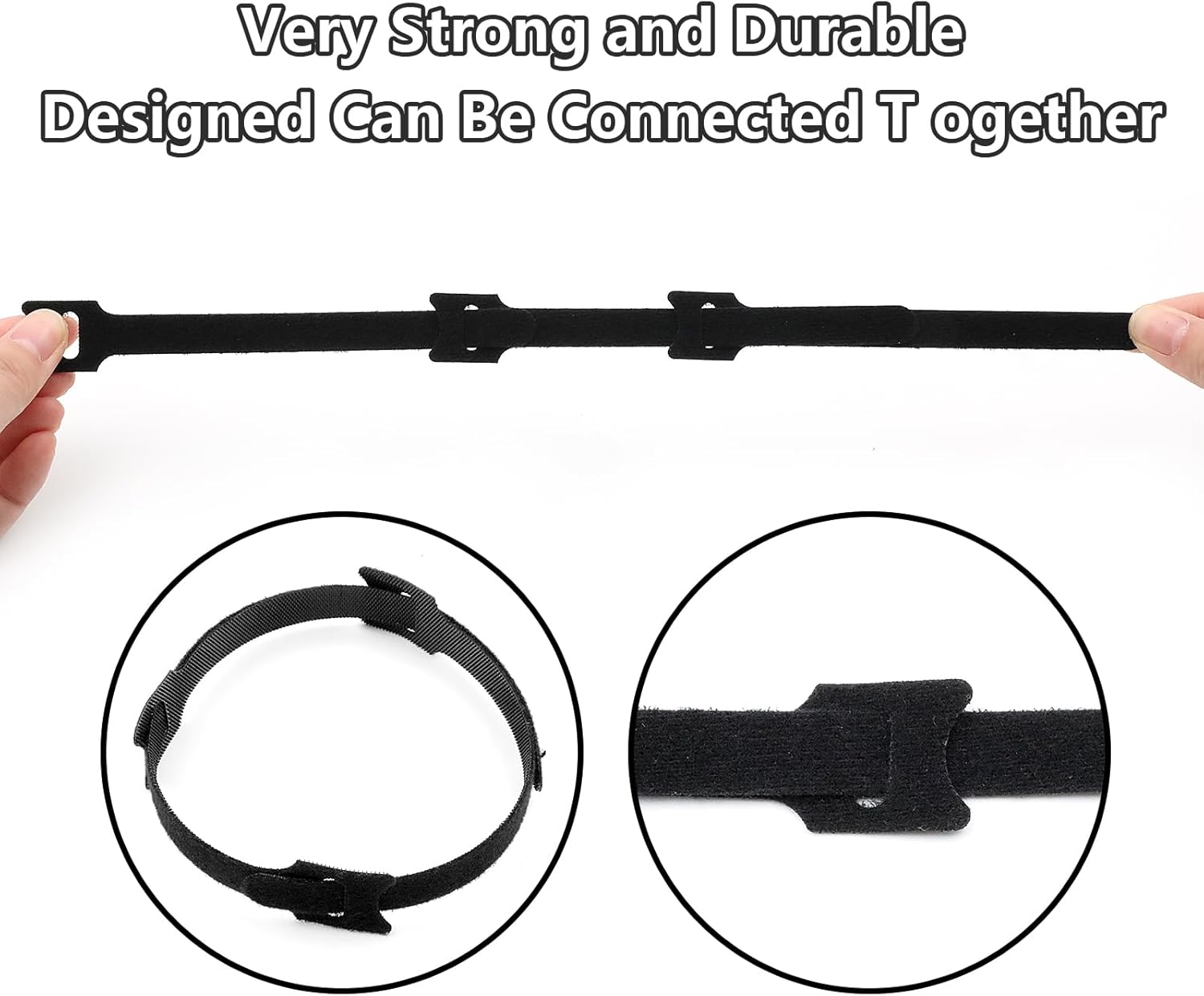 60 PCS 6 Inches Reusable Cable Ties, Cable Organizer, Adjustable Cord Straps and Hook Loop Cords Management Black