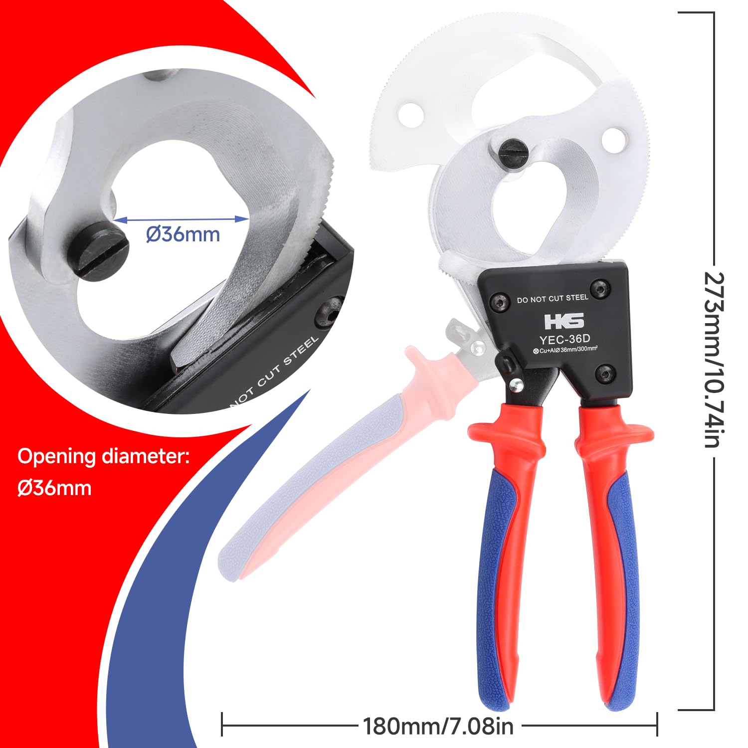 HKS Ratchet Cable Wire Cutter Heavy Duty for Cutting