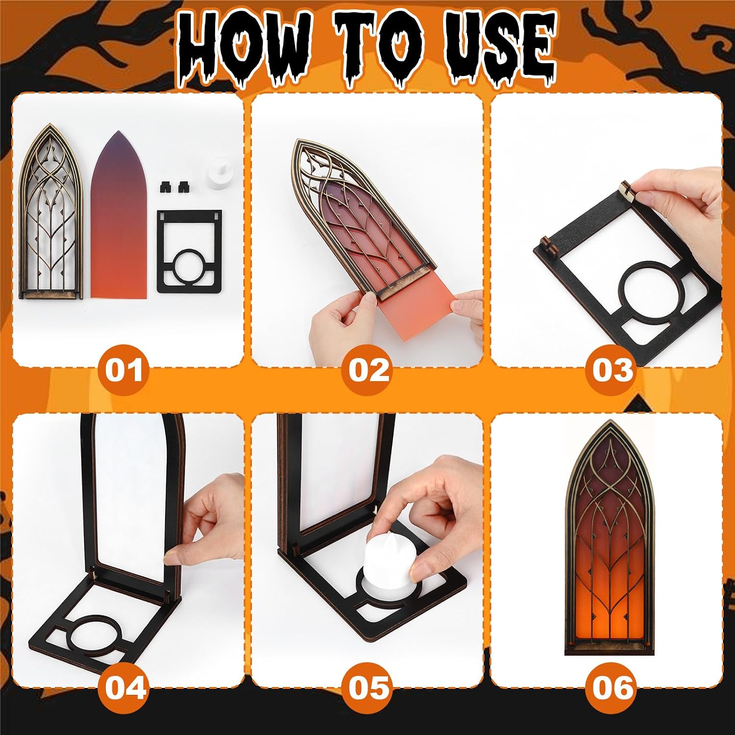 Pinkunn Gothic Fantasy Book Nook Shelf Insert Wooden Bookends