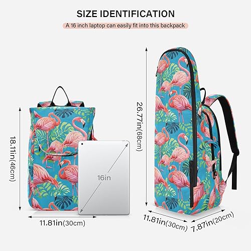 Miniatura 3 de Bolsa deportiva para tenis, bádminton, impermeable, vintage, pintura, flamencos, hoja de palmera, azul, 3 raquetas, bolsa de bádminton, para