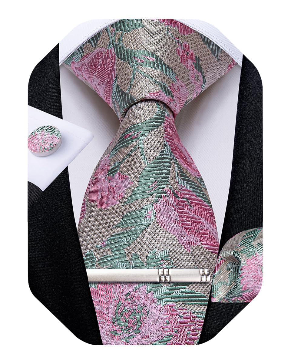 DiBanGu Silk Floral Ties for Men Woven Paisley Necktie