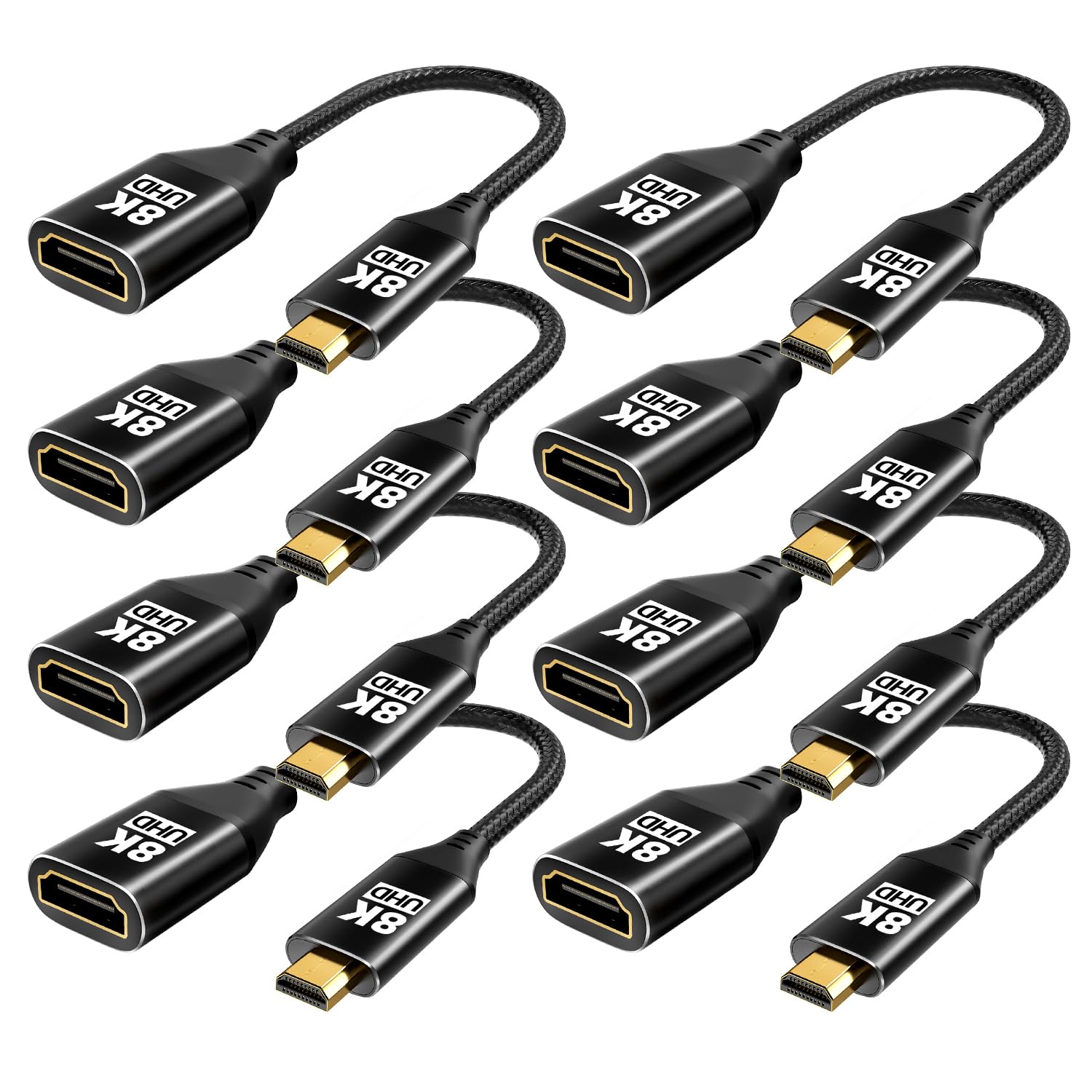 8K Micro HDMI to HDMI Adapter 8Pack, Male to Female HDMI 2.1, 8K@60Hz, 4K@120Hz HDR 3D Dolby 48Gbps High Speed, Compatible With Projector, Tablet, Graphics Card,Camcorder, Support Reverse Transmission