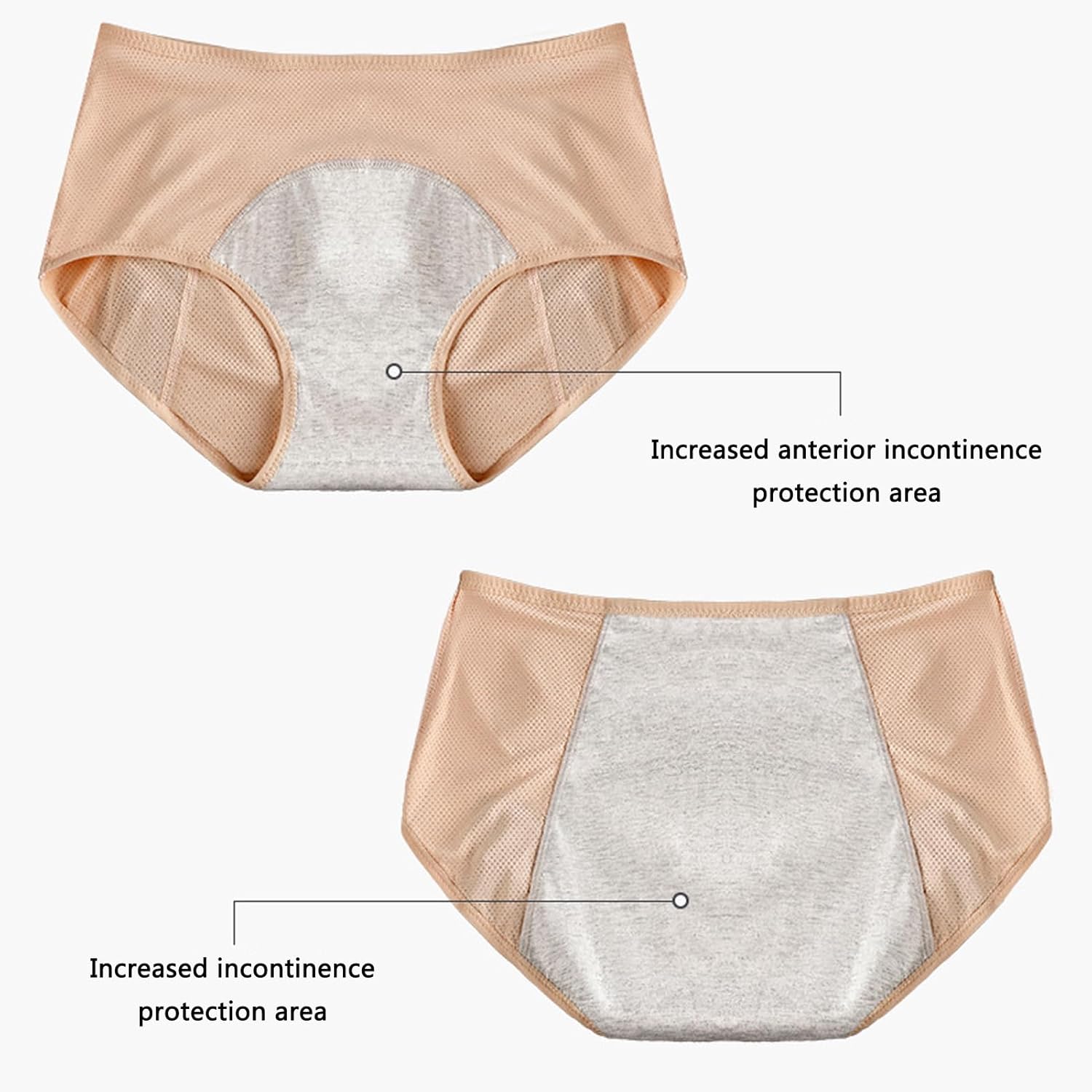 ZJHTK Incontinence Underwear for Women, Mesh Panties for Women Over 60, Plus Size Incontinence Briefs Washable - Image 4