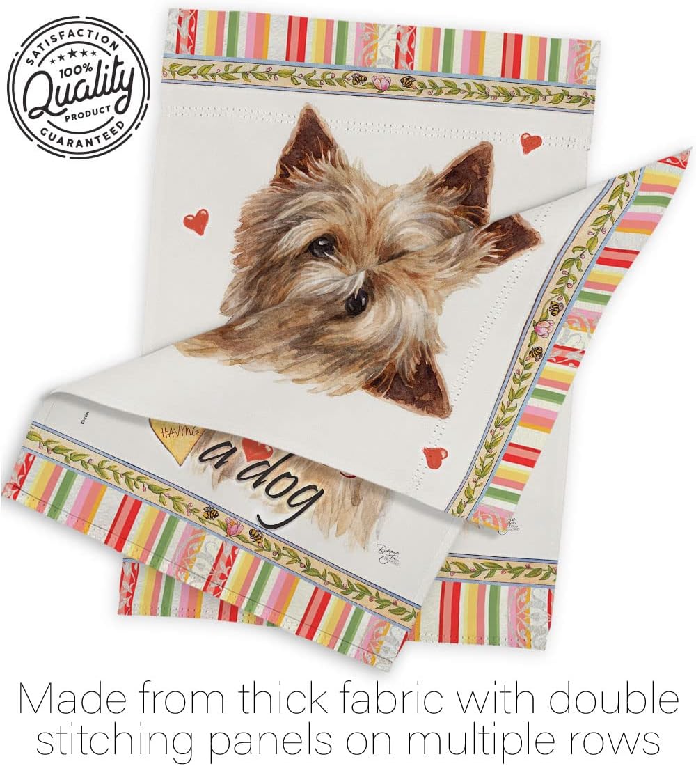 Breeze Decor Norwich Terrier Happiness Garden Flag Set Wall Holder Dog Puppy Spoiled Paw Canine Fur Pet Nature Farm Animal Creature House Banner Small Yard Gift Double-Sided, Made in USA