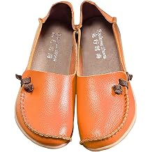 Women's Leather Loafers Comfortable Casual Round Toe Moccasins Driving Flat Loafers Soft Comfort Walking Shoes Women Slip On Flat Shoes Elastic Low Top Flats