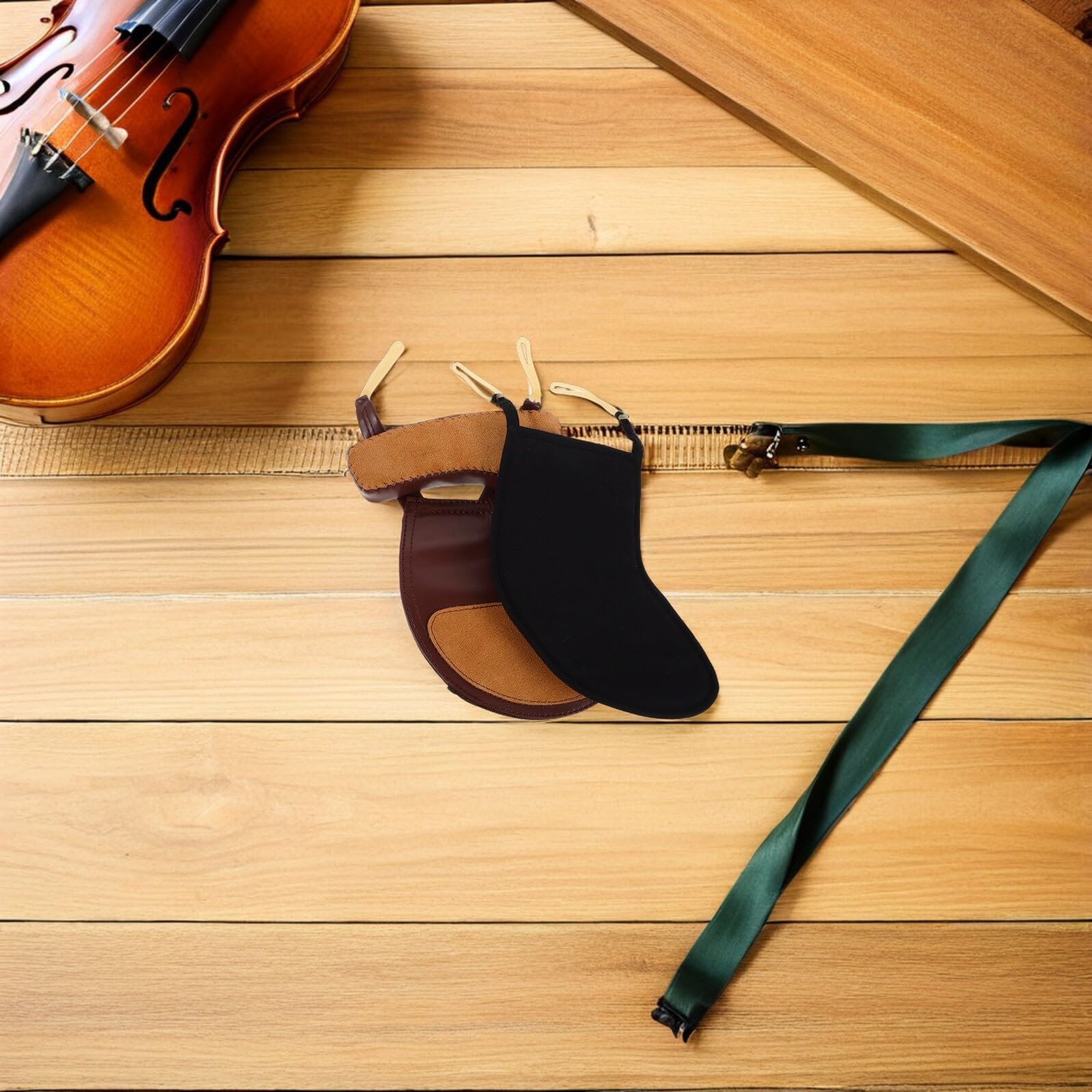 2 Piezas Almohadillas para Mentonera y Hombro de Violín Algodón y Piel de Oveja Antideslizantes Cojín Protector Ergonómico para Práctica y Conciertos