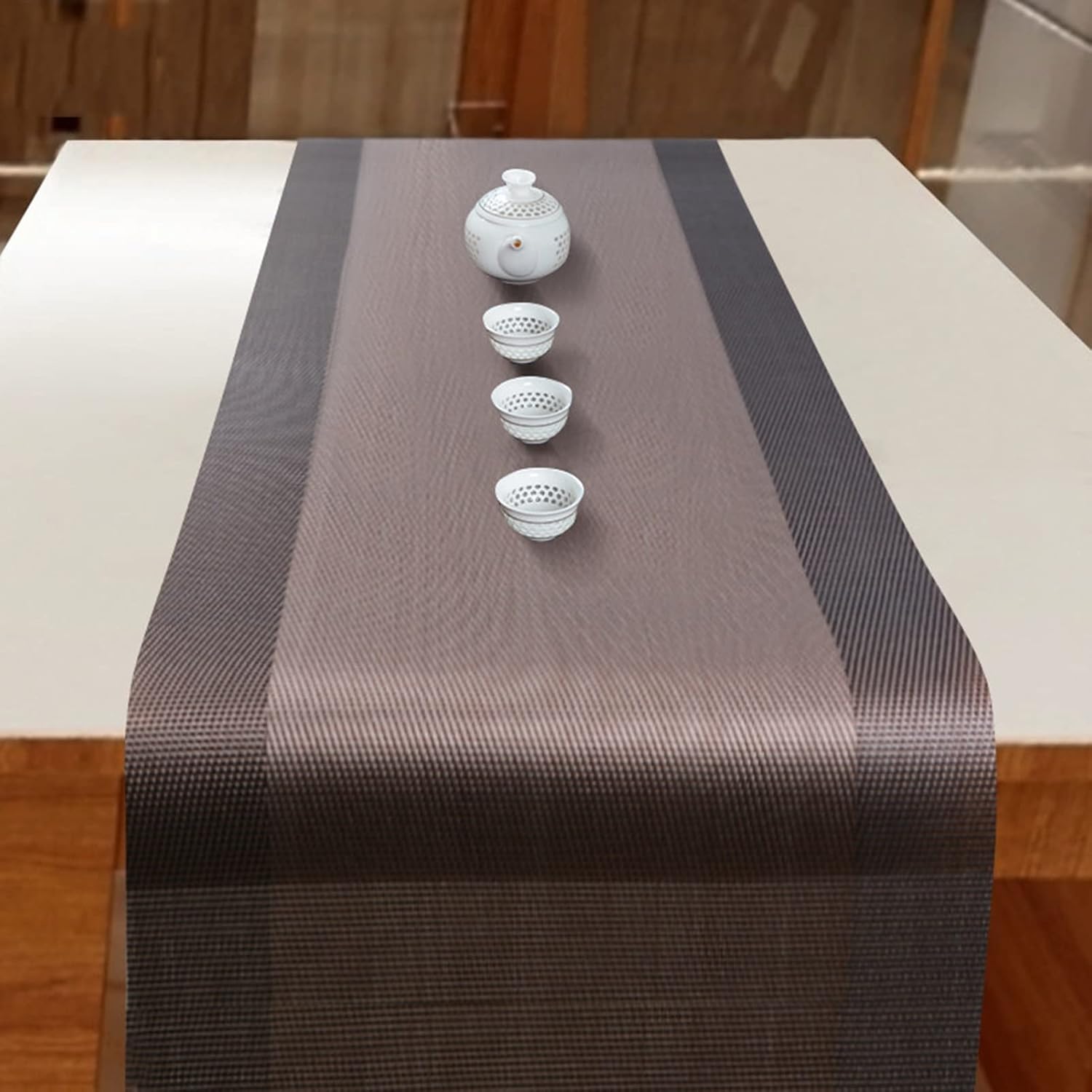 review Waterproof PVC Table Runner, Heat Resistant Tea Mats for Outdoor Patio Coffee Table Home Kitchen, Oblong Cuttable Tablecloth (Color : Coffee, Size : 30x200cm/11.8x78.7in)