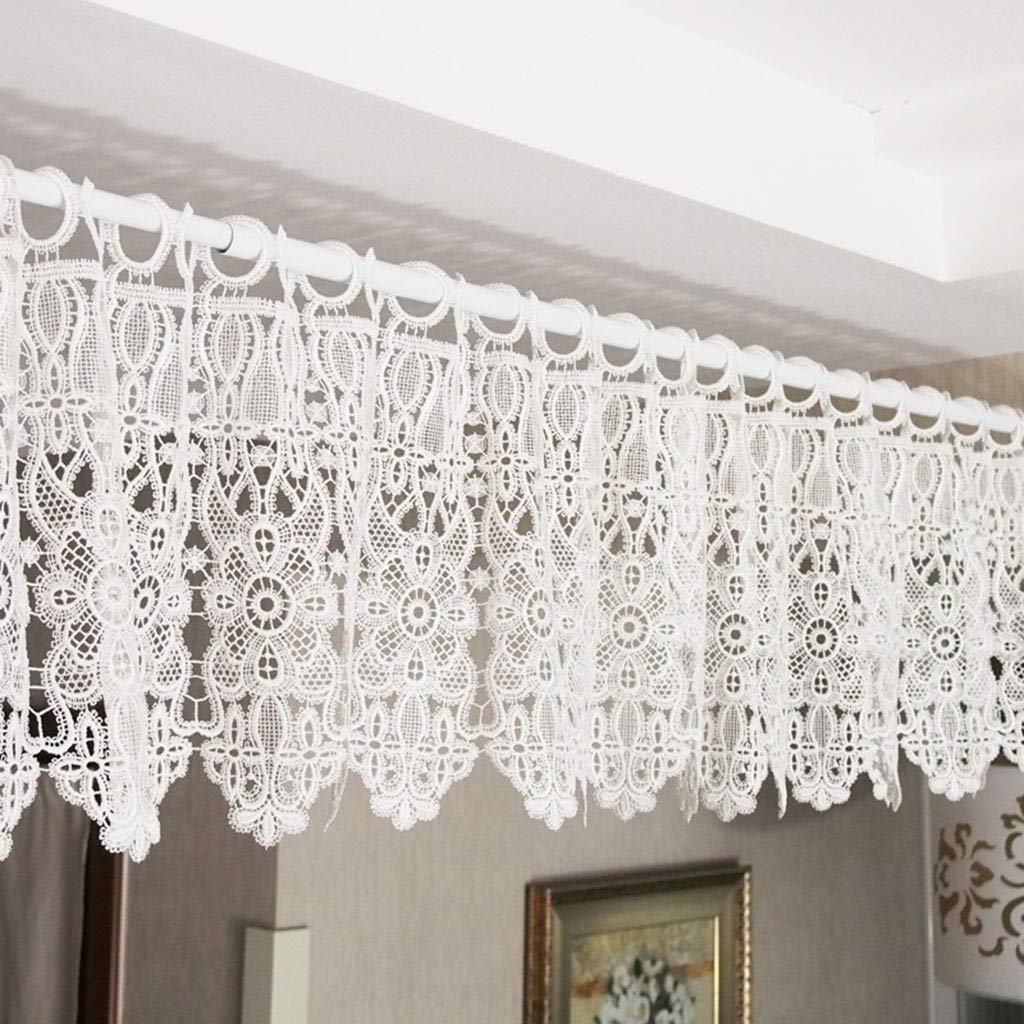 Voilages Dentelle Rideaux Courts Rideaux Style Maison de Campagne Bistrot Rideaux à Oeillets Rideaux de Fenêtre Rideaux de Porte avec Motif Floral Magnifiquement Décoré (L x H 250 x 30 cm