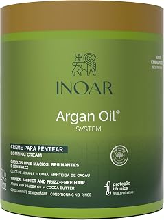 INOAR Argan Oil Combing Cream Creme de Pentear with Jojoba & Cocoa Butter for Deep Hydration & Smoothing, 17.6 Fl Oz