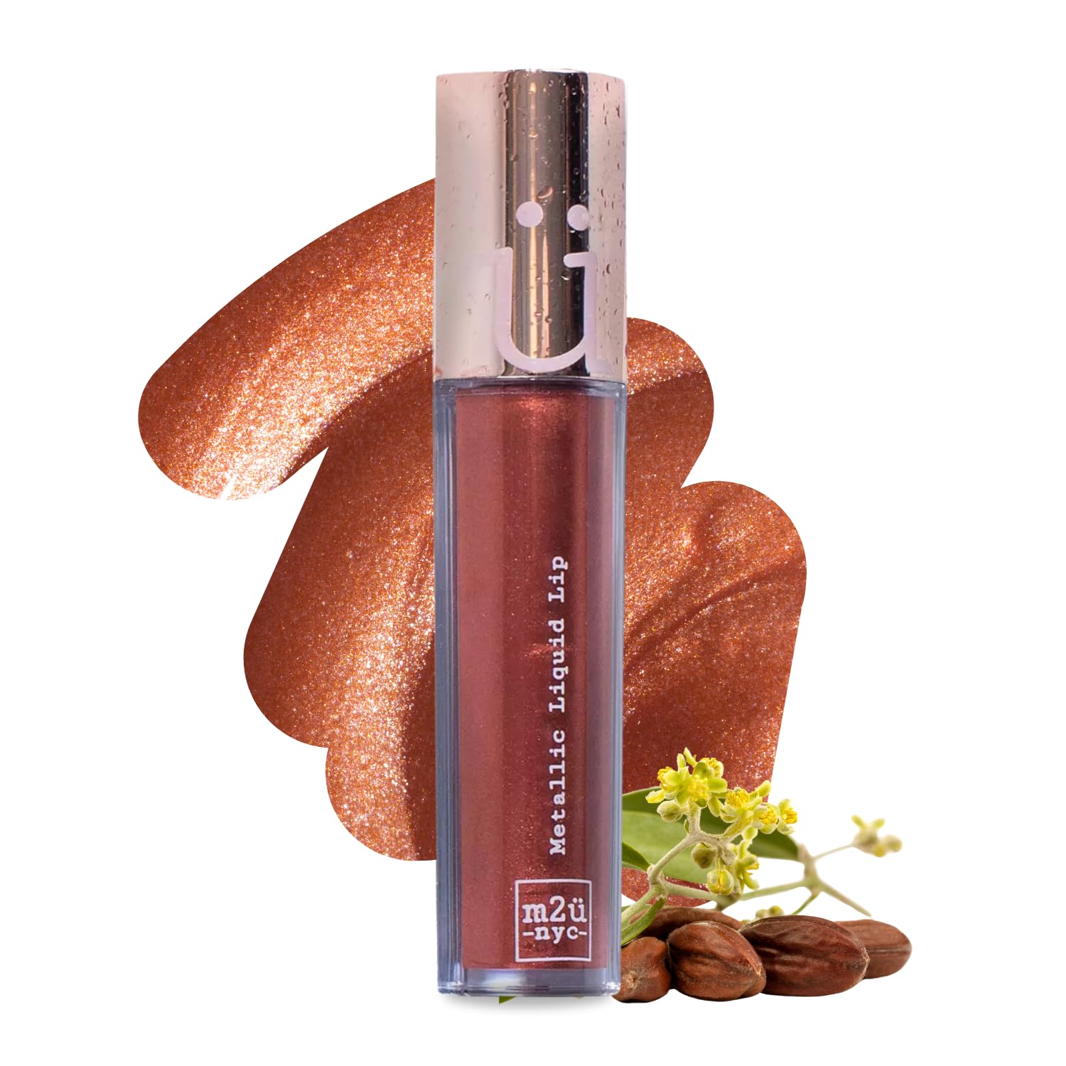 M2U NYC Copper Metallic Liquid Lipstick (0.21 oz.) - Long Lasting Frosted Lipstick with High Impact Color for Smudge Proof Shimmery Finish - No