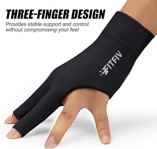 Miniatura 3 de Guante de billar profesional de 3 dedos para mano izquierda, guantes de billar para hombres y mujeres