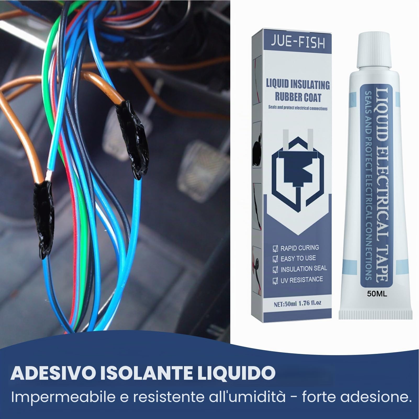 Rivestimento In Gomma Isolante Liquido, Nastro Elettrico Liquido, Colla Isolante Liquido Impermeabile Ad Asciugatura Rapida, Colla Ignifugo Resistente alle Alte Temperature-50ml. (Nero)