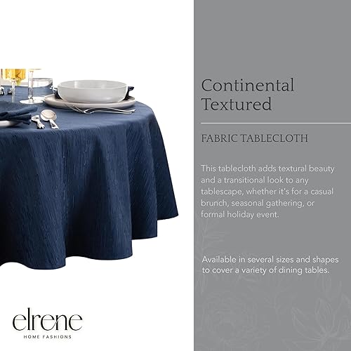 Miniatura 2 de Elrene Home Fashions Continental - Mantel de textura sólida resistente al agua y a las manchas, 70 pulgadas, redondo, color azul marino