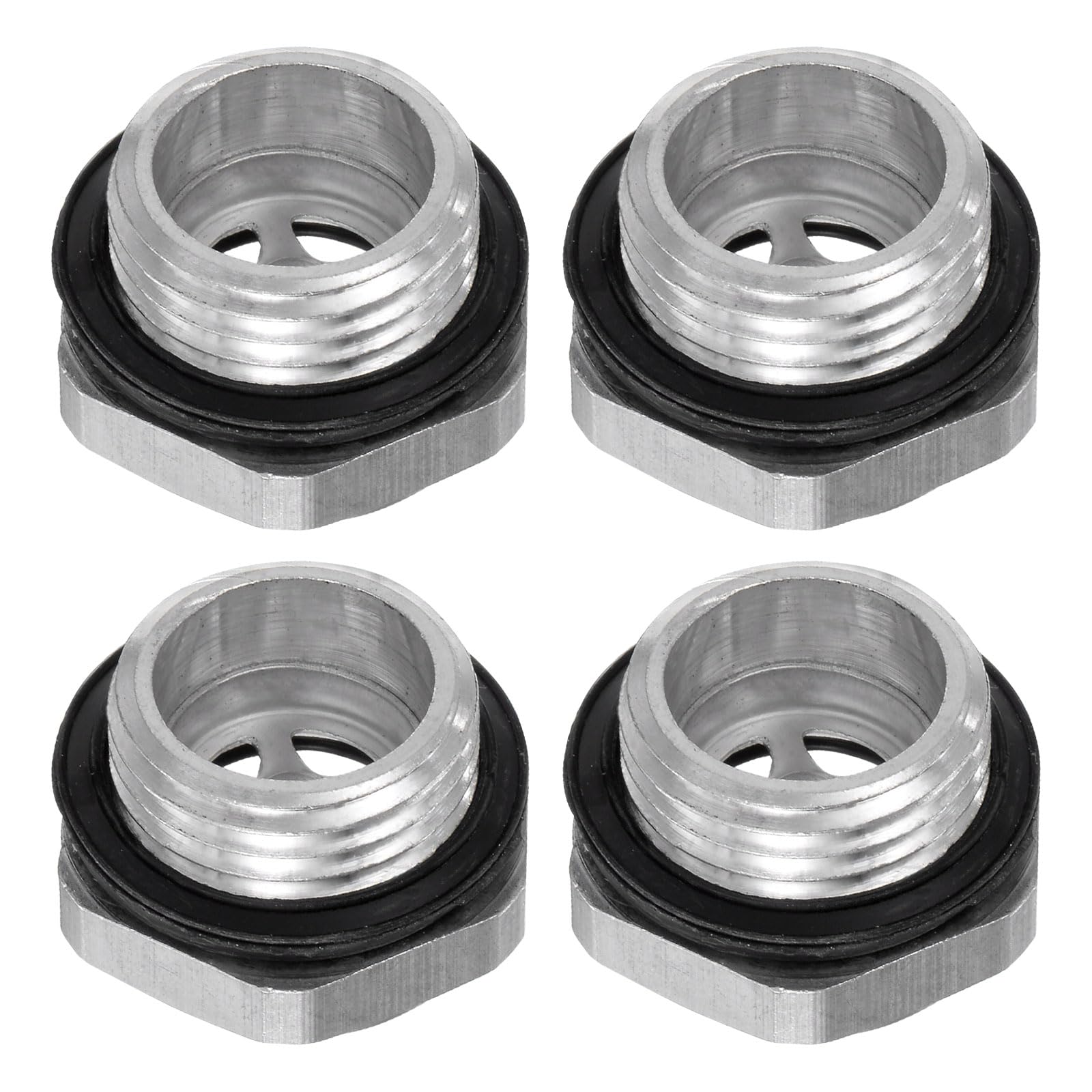 HARFINGTON 4pcs Air Compressor Oil Sight Glass G1/2" Male Thread Liquid Level Gauge Aluminum Hex Head Oil Indicator Window with O-Ring for Air