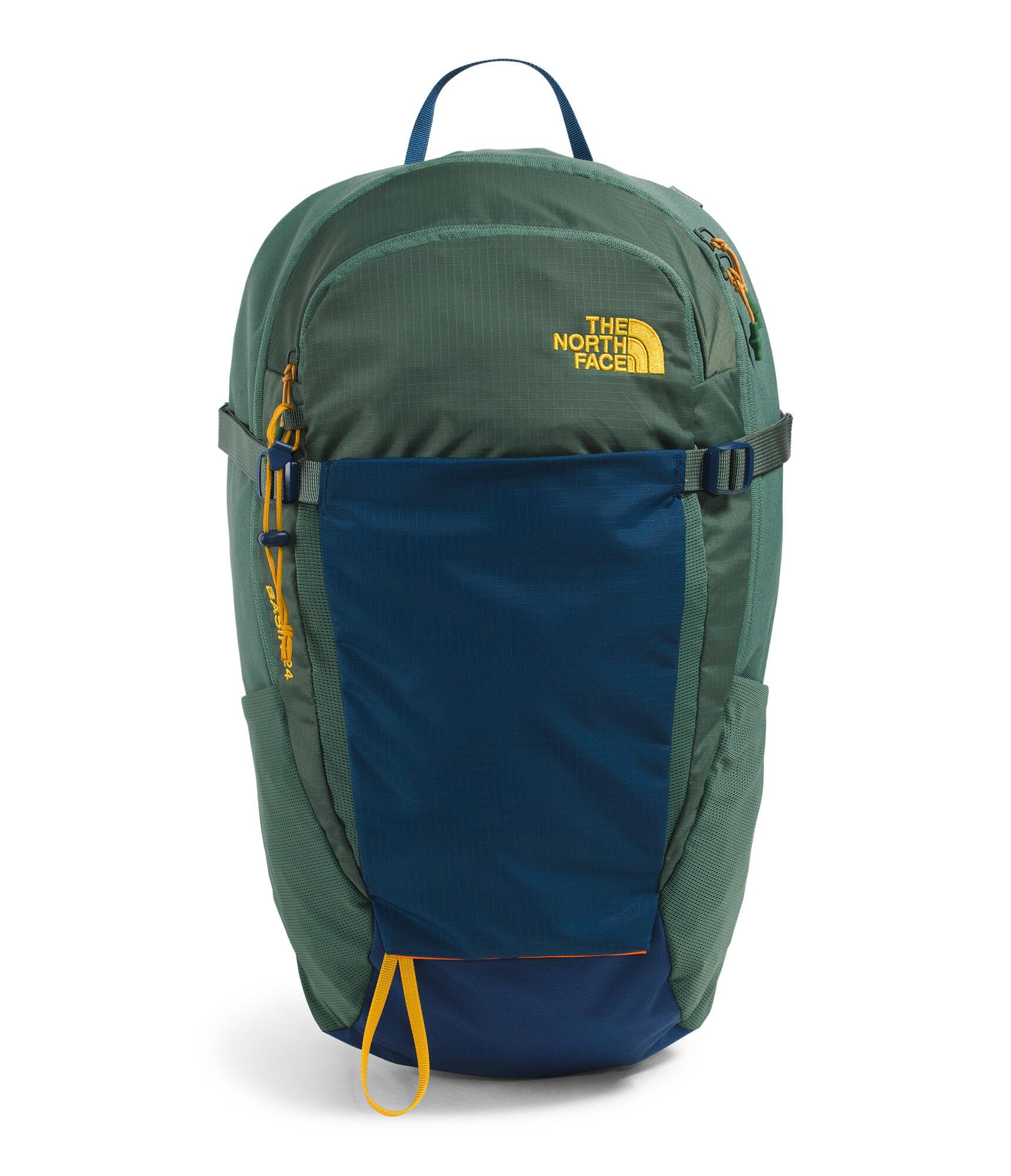 The North Face Basin 24 Liter Technical Daypack with Rain Cover - Unisex, Hiking Pole Attachment, Compression Straps, Duck Green/Shady Blue, One Size