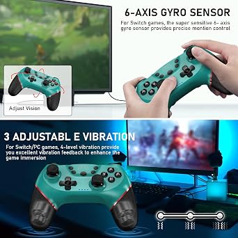 Diswoe Controller for Switch, Wireless Pro Controller for Switch 2/Switch/Switch Lite/Switch OLED, Remote Gamepad with Joystick, Adjustable Turbo Vibration with Programmable Function