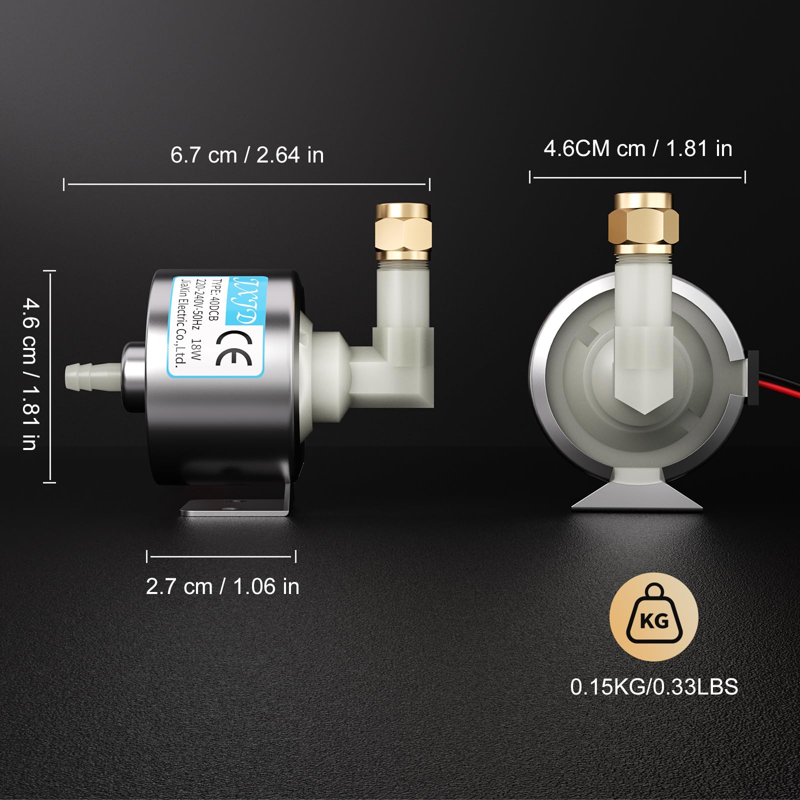macchine del fumo Pompa per olio, 40DCB 18W, 220-240V/50Hz, compatibile con macchine del fumo da 500-1200W, portata: 100-130ml/min, pressione: 0,45-0,5MPa, corrente ≤180mA