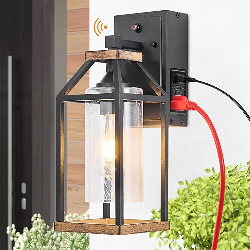 Luz de porche con sensor de fotocélula del anochecer al amanecer, con salida GFCI, antioxidante, impermeable, industrial para exteriores, luces de