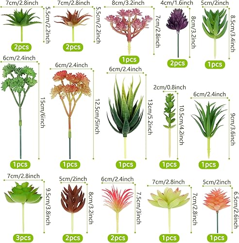 Miniatura 2 de Coloridas suculentas artificiales, 22 piezas de mini suculentas artificiales, plantas suculentas falsas para manualidades, hogar, jardín, oficina,