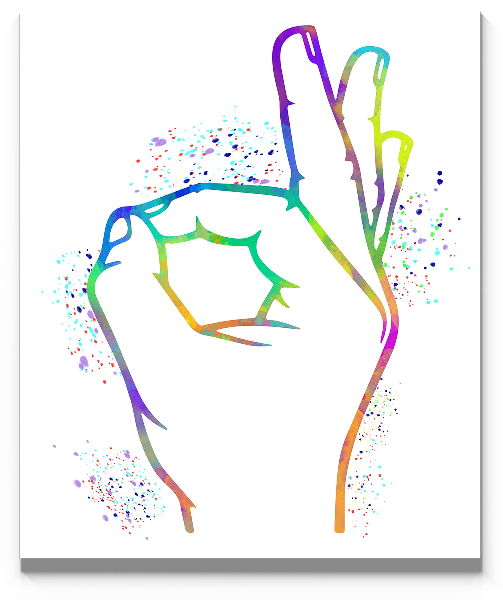 Perfect, A-OK ASL Wall Art American Sign Language Abstract Watercolor Hand Signal Unframed Print 11x14 inch Poster Sign. Gift Office, Workplace, Home, Bedroom and Classroom Diversity Decor