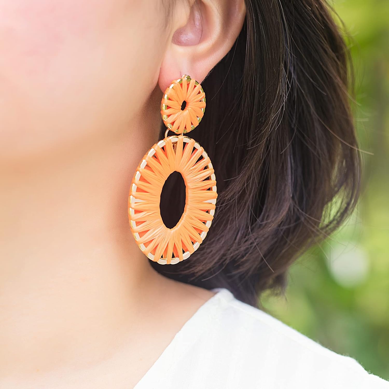 Statement Raffia Earrings Boho Drop Dangle Earrings for Women Handmade Fashion Earring Bohemian Gift Jewelry for Girls - Image 9