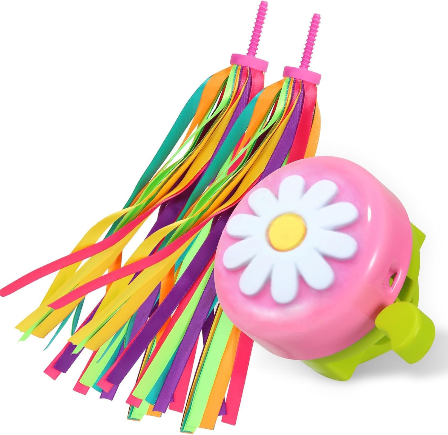 Bicycle Tassel Streamer With Bike Bell for Kids - Handlebar Streamers, Grips, Moto Ribbons - Multi Colored Party Decorations for Birthday Parties, Weddings