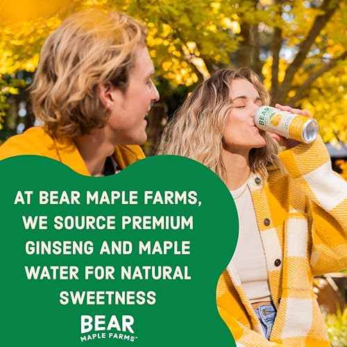 Miniatura 5 de Bear Maple Farms Clean Soda, enfoque natural y claridad de ginseng, sin cafeína, 5-10 calorías por porción, endulzado naturalmente, lata de 12 onzas