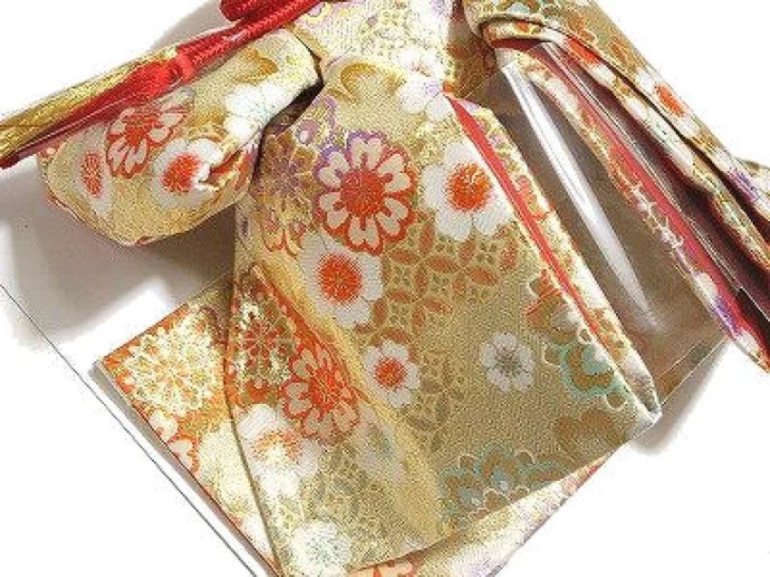 Amazon.co.jp: 七五三 女児 結び帯 作り帯 7歳用 大寸金襴 ゴールド 桜