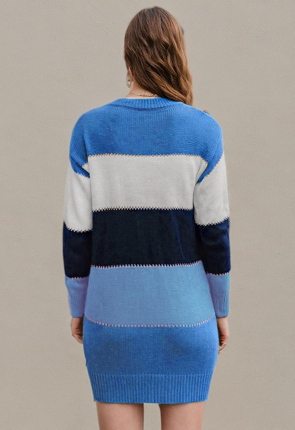 Jayscreate Women's Winter Sweater Dress Casual Long Sleeve Crew Neck Loose Shift Slim Fit Soft Warm Knit Elegant Dress - Image 7