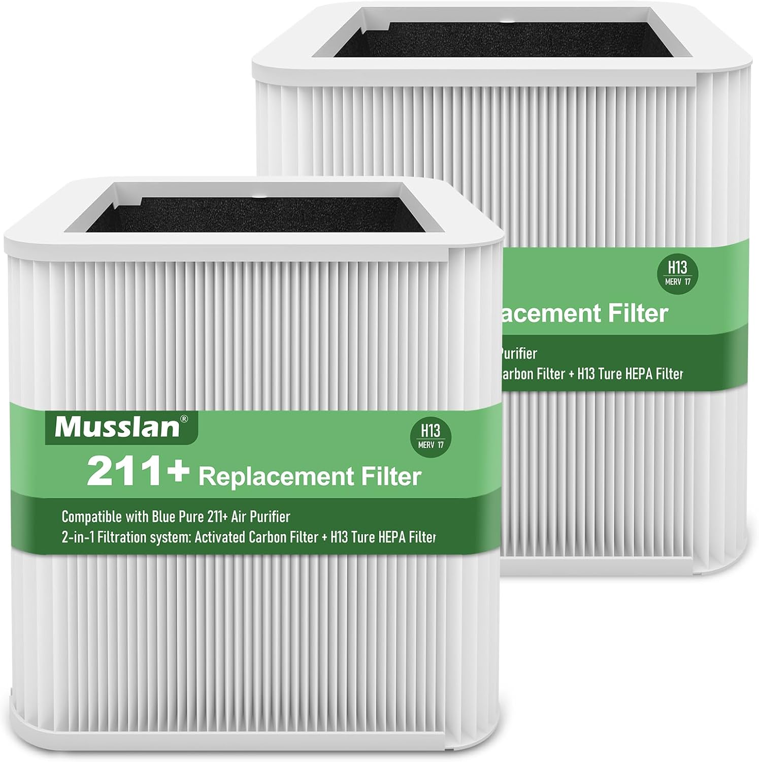 2 Pack 211+ Filter Replacement Compatible with 211+ Air Purifier, 2-Stage Filtration System of H13 True HEPA Filter for 211