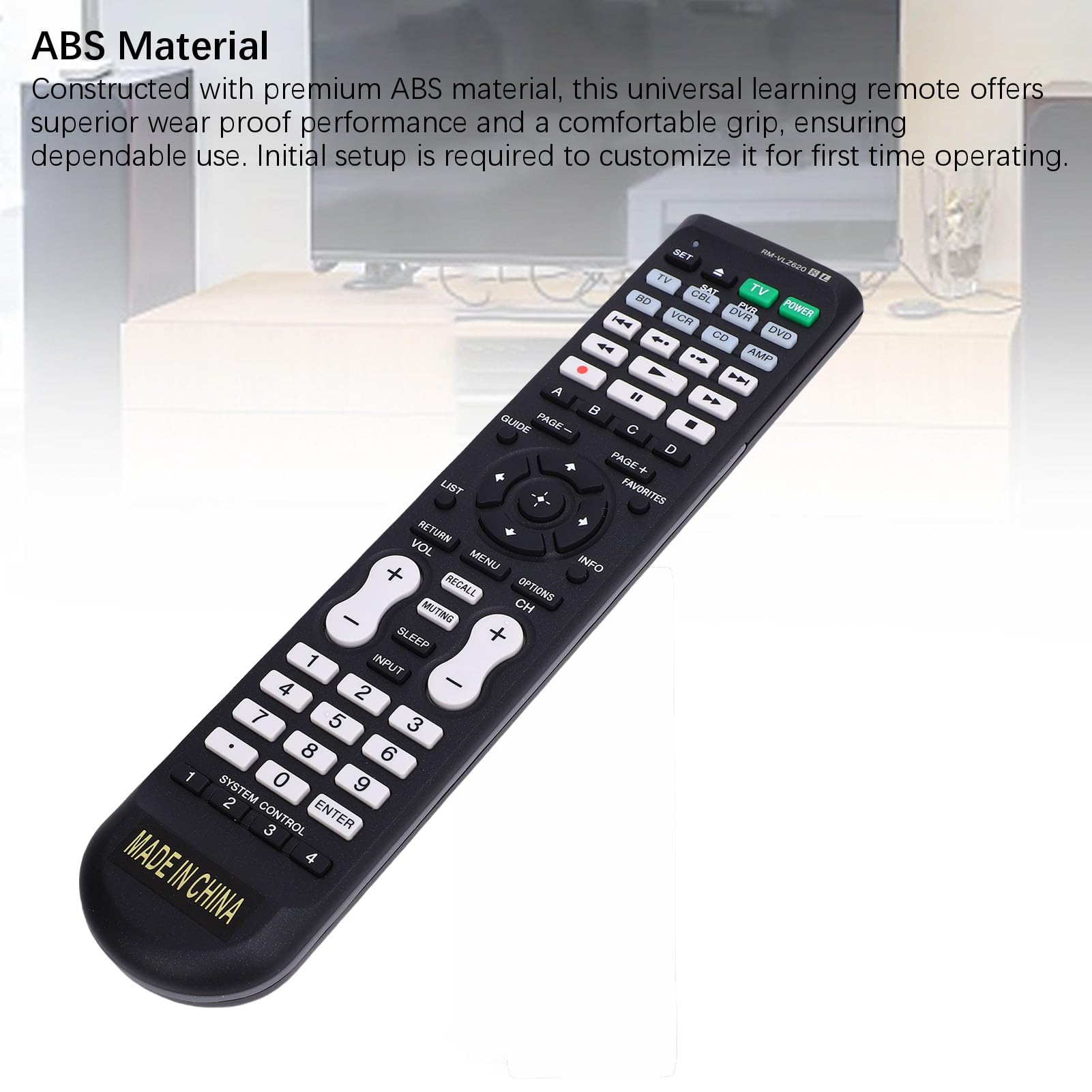 Denash Apprentissage de Remplacement de la Télécommande avec Télécommande DVD, RM VLZ620 Universel, Compatible avec TV, DVR, Magnétoscope, CD, AMP, CBL, BD pour TV DVD DVR VCR CD AMP