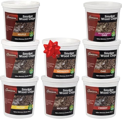 Camerons Astillas de madera naturales extrafinas para barbacoa, paquete de 8 variedades, manzana, cereza, borbón, roble, nogal, arce, nuez,