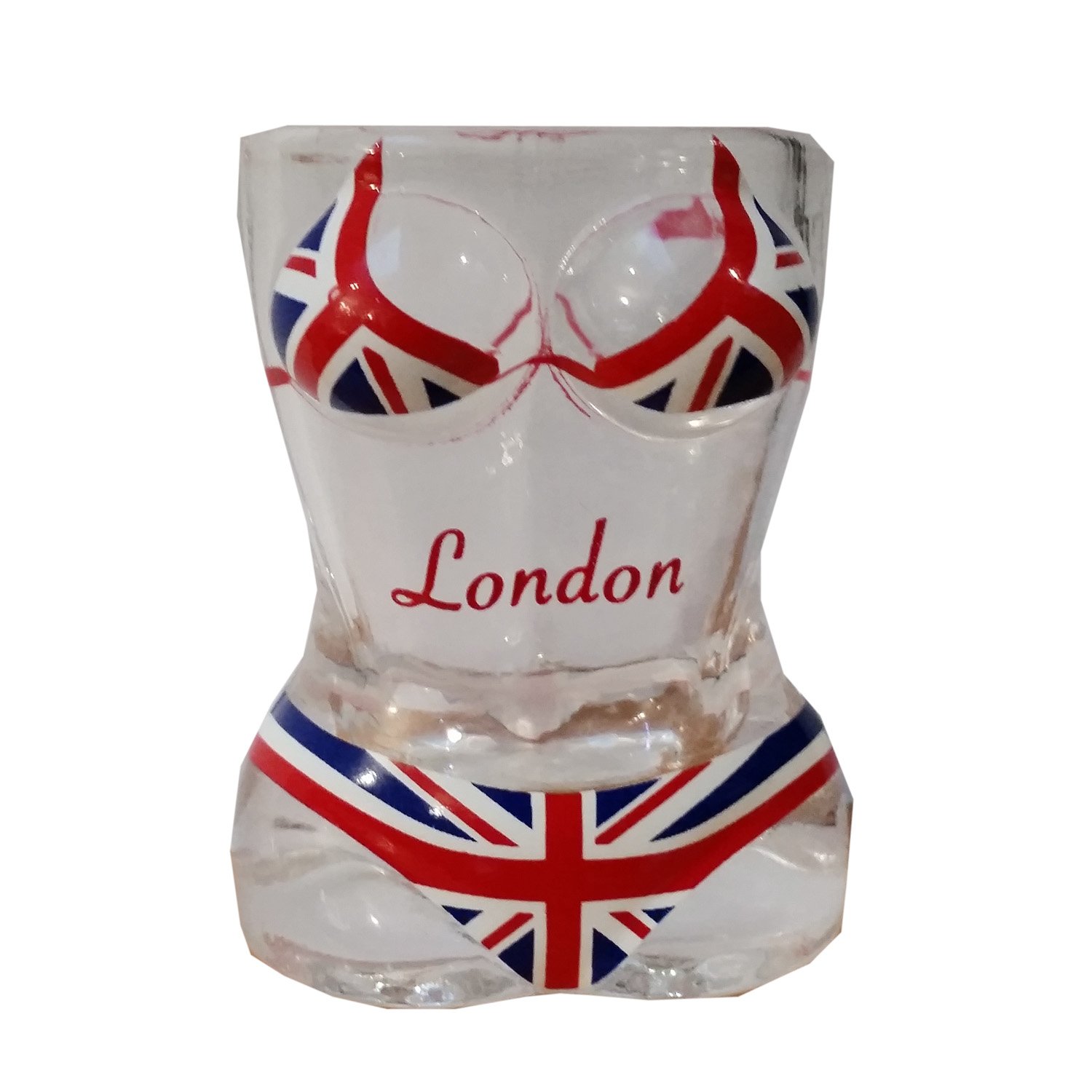 UK Flag Bikini Shot Glass - 3D Novelty Drinking Glass With British Flag Design