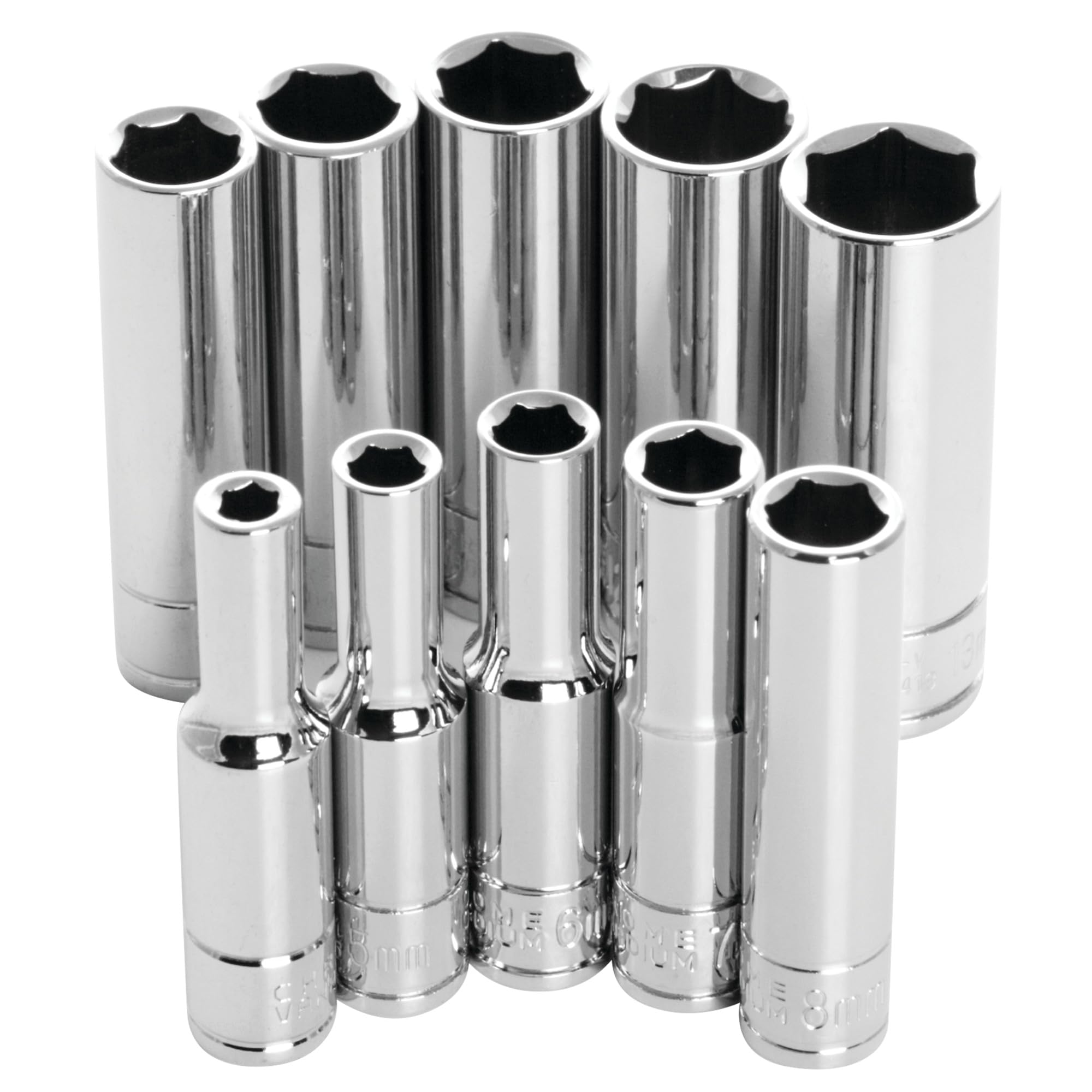 Performance Tool W36400 1/4-Inch Drive 6-Point MET DW Socket Set, 10-Piece, Metric