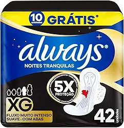 Always Noites Tranquilas Suave, Absorvente Tamanho XG, 42 Unidades