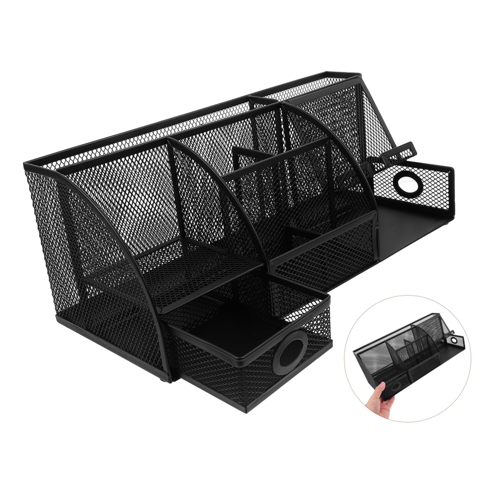 HOMSFOU Schreibtisch Steigerung der Produktivität in Schwarz Moderner Organizer aus Eisen und Langlebiger Stiftehalter zur Büroaufbewahrung dem Bürotisch